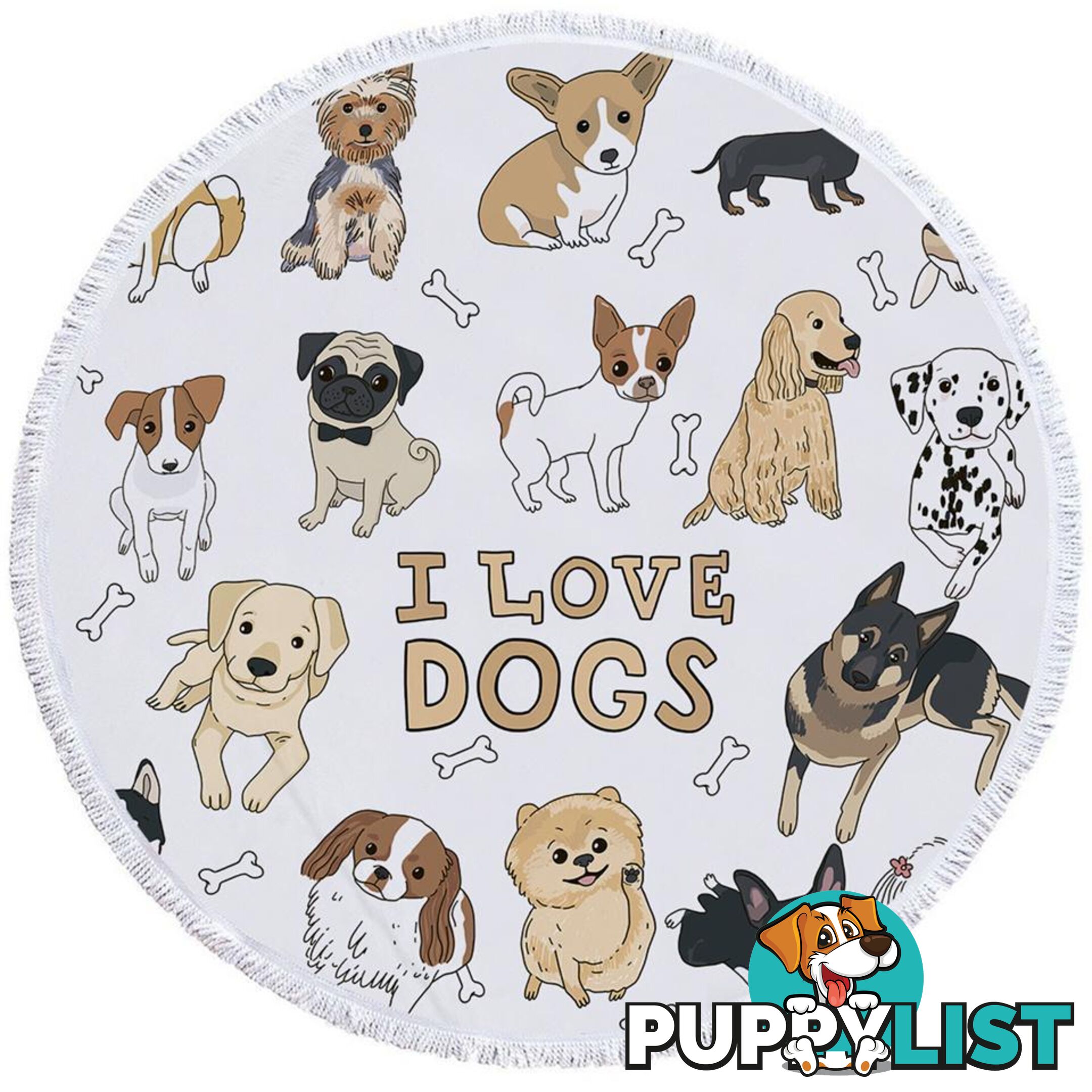 I Love Dogs Beach Towel - Towel - 7427046306164