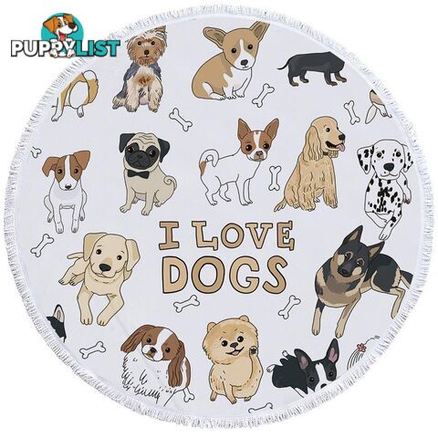 I Love Dogs Beach Towel - Towel - 7427046306164