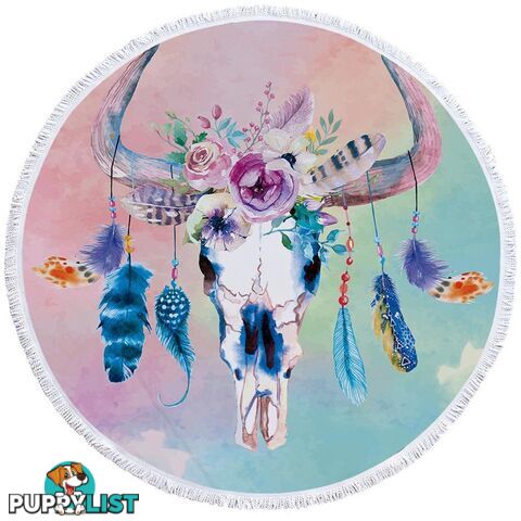 Pastel Bull Skull Beach Towel - Towel - 7427046319522