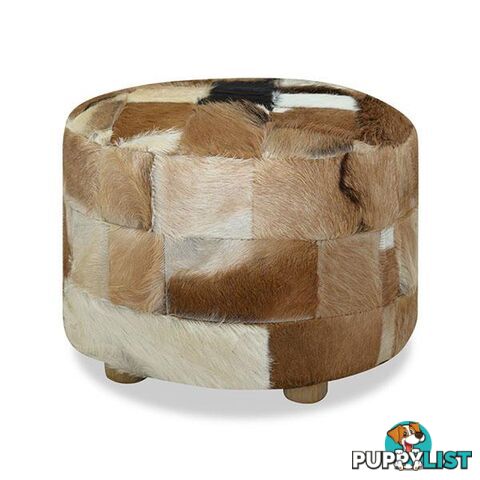 Pouffe Genuine Leather Round - Pouffe - 8718475533351