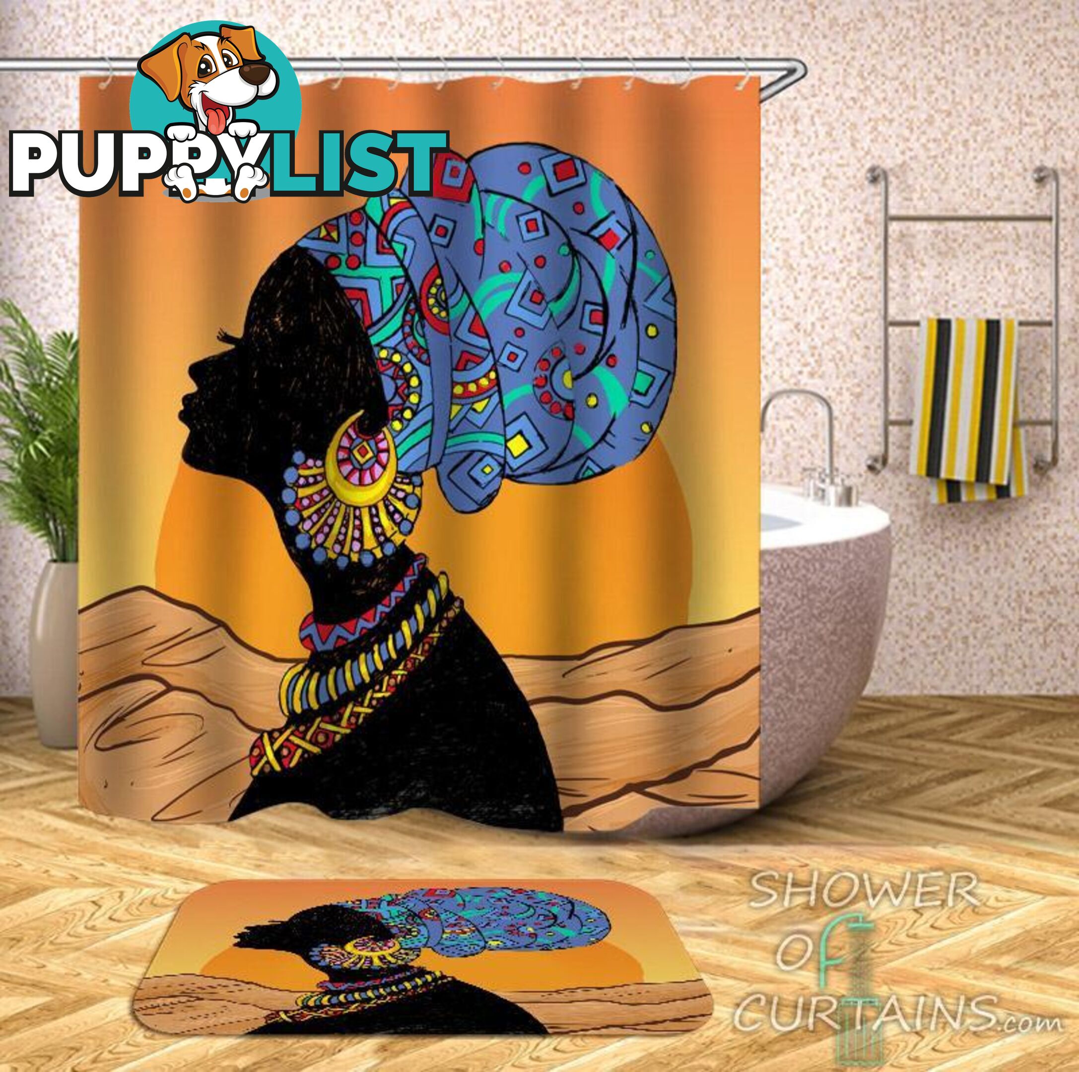 Sunny African Lady Shower Curtain - Curtain - 7427046230834