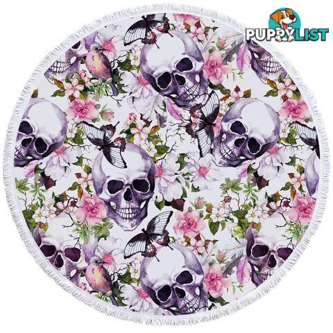 Floral Skulls Beach Towel - Towel - 7427046308441