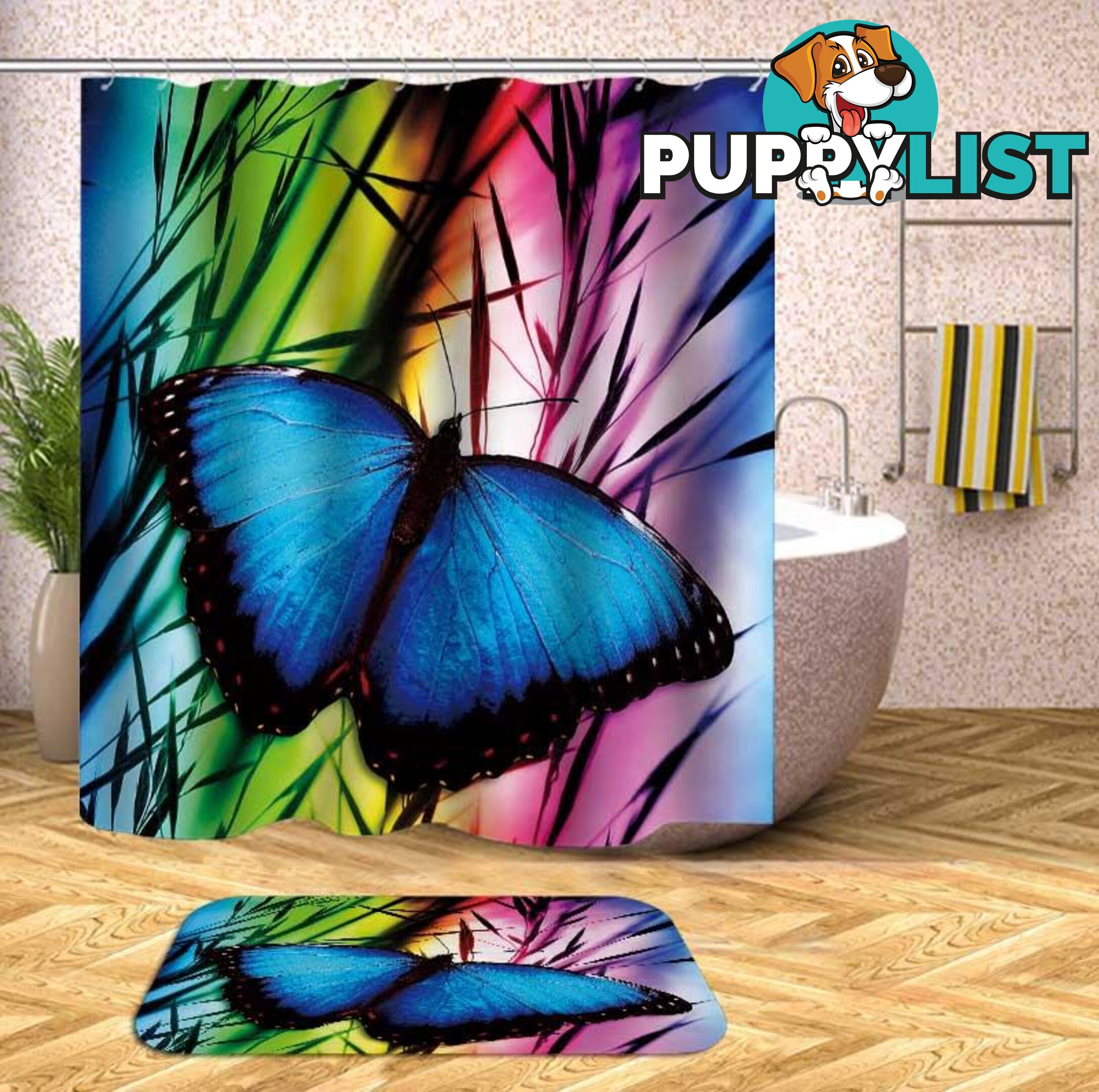 Butterfly Over The Rainbow Shower Curtain - Curtain - 7427046095648