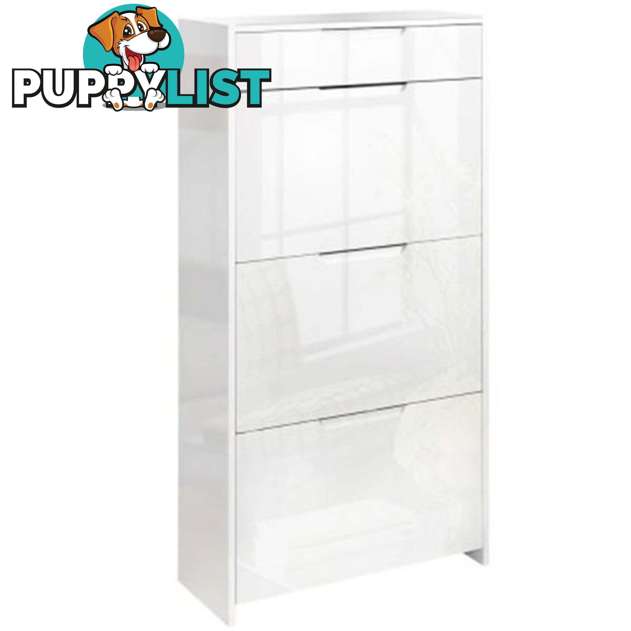 High Gloss Wooden Shoe Cabinet 24 Pair - White - Unbranded - 4344744419787