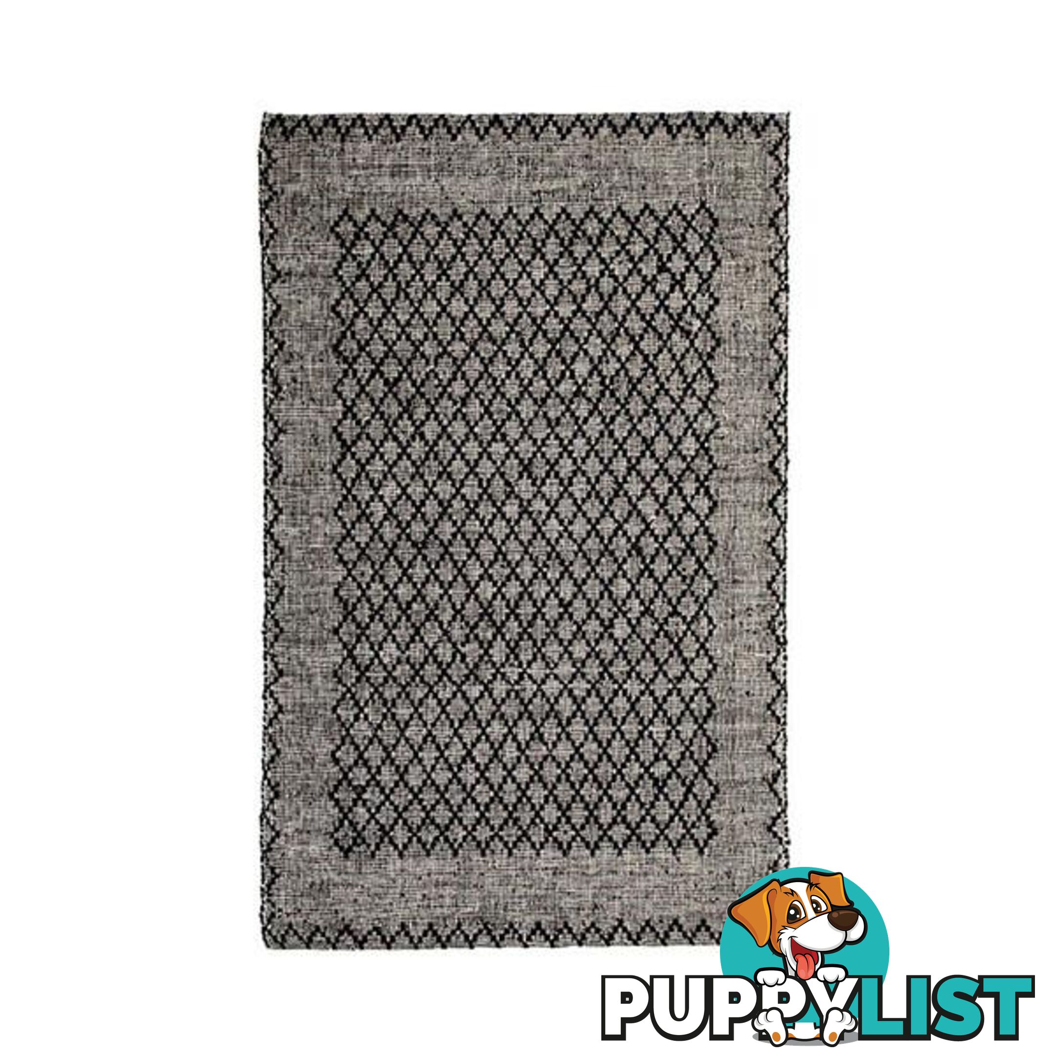 Rustic Charm Black Flatweave Rug - Unbranded - 7427005869099