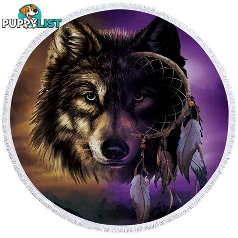 Dream Catcher Wolf Beach Towel - Towel - 7427046312165