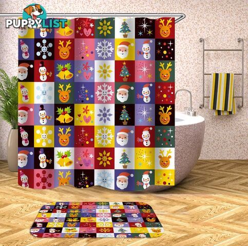 Colorful Christmas Checkers Shower Curtain - Curtain - 7427045989603