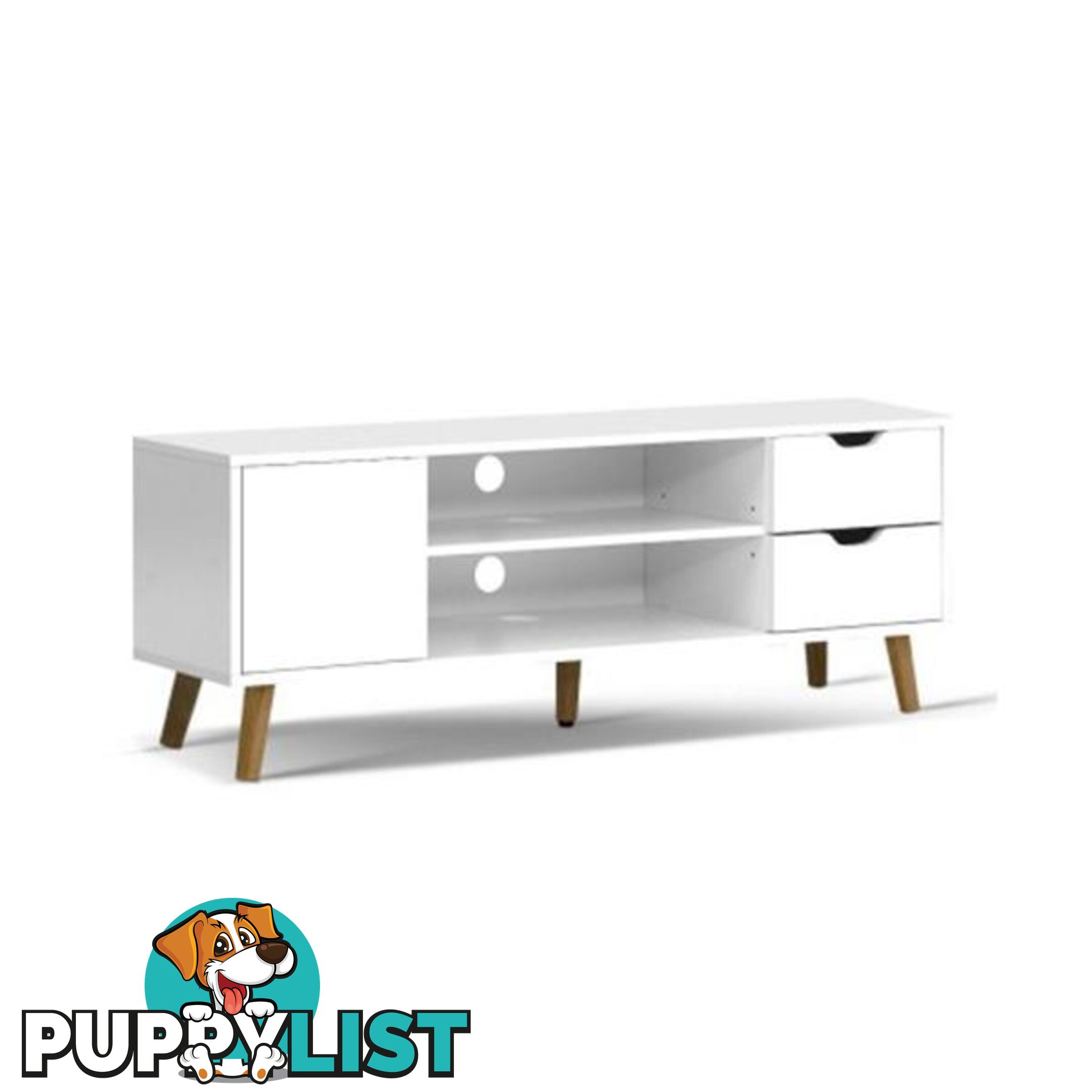 Tv Cabinet Entertainment Unit Stand Wooden Scandinavian 120 Cm White - Artiss - 9350062227169