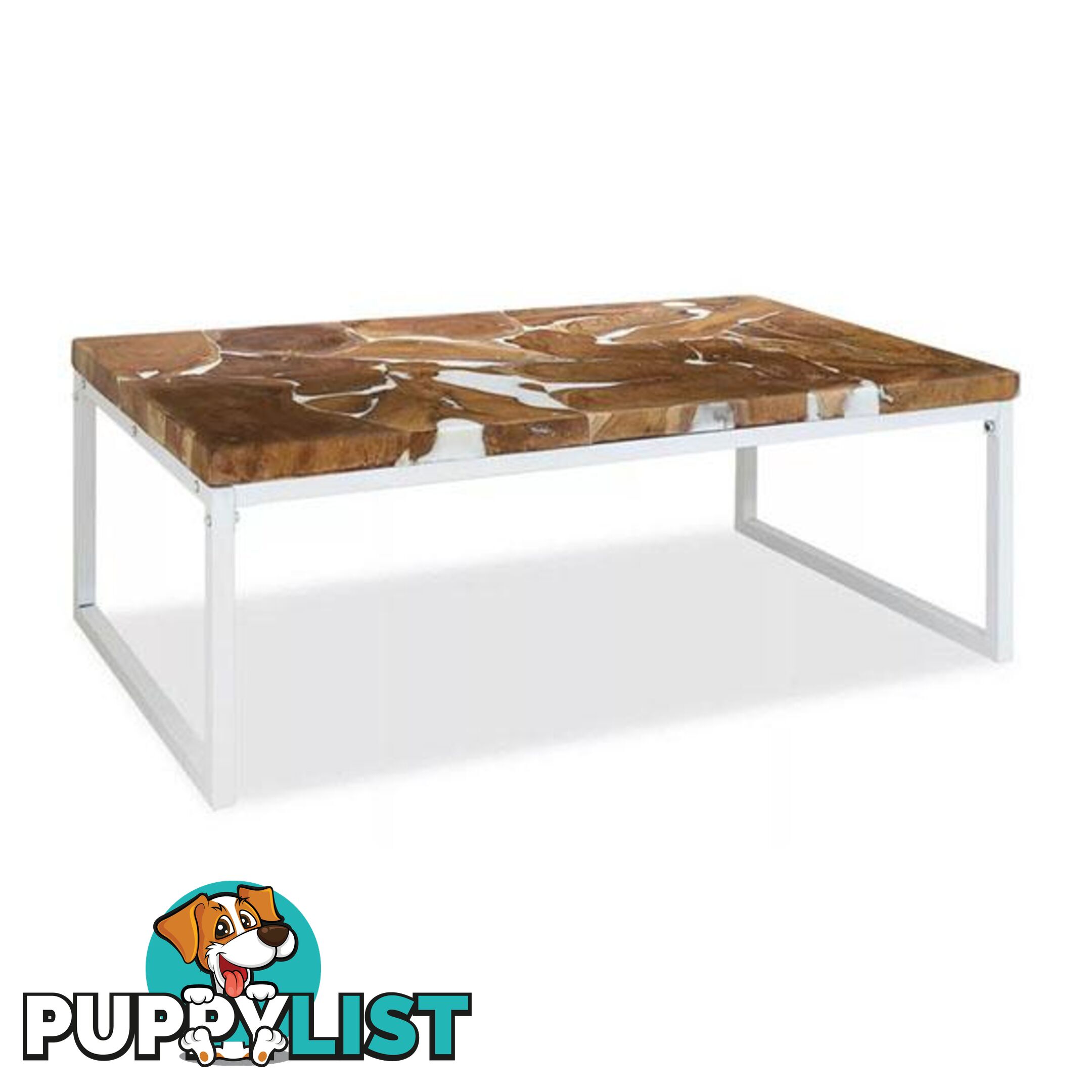 Coffee Table Teak Resin 110X60X40 Cm White And Brown - Unbranded - 8718475533405