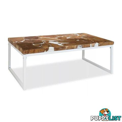 Coffee Table Teak Resin 110X60X40 Cm White And Brown - Unbranded - 8718475533405