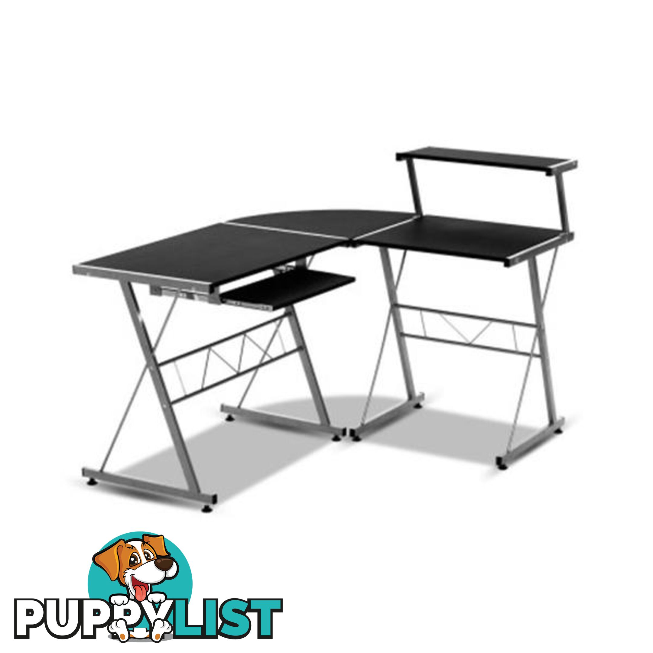 Artiss Corner Metal Pull Out Table Desk - Artiss - 7427046188074