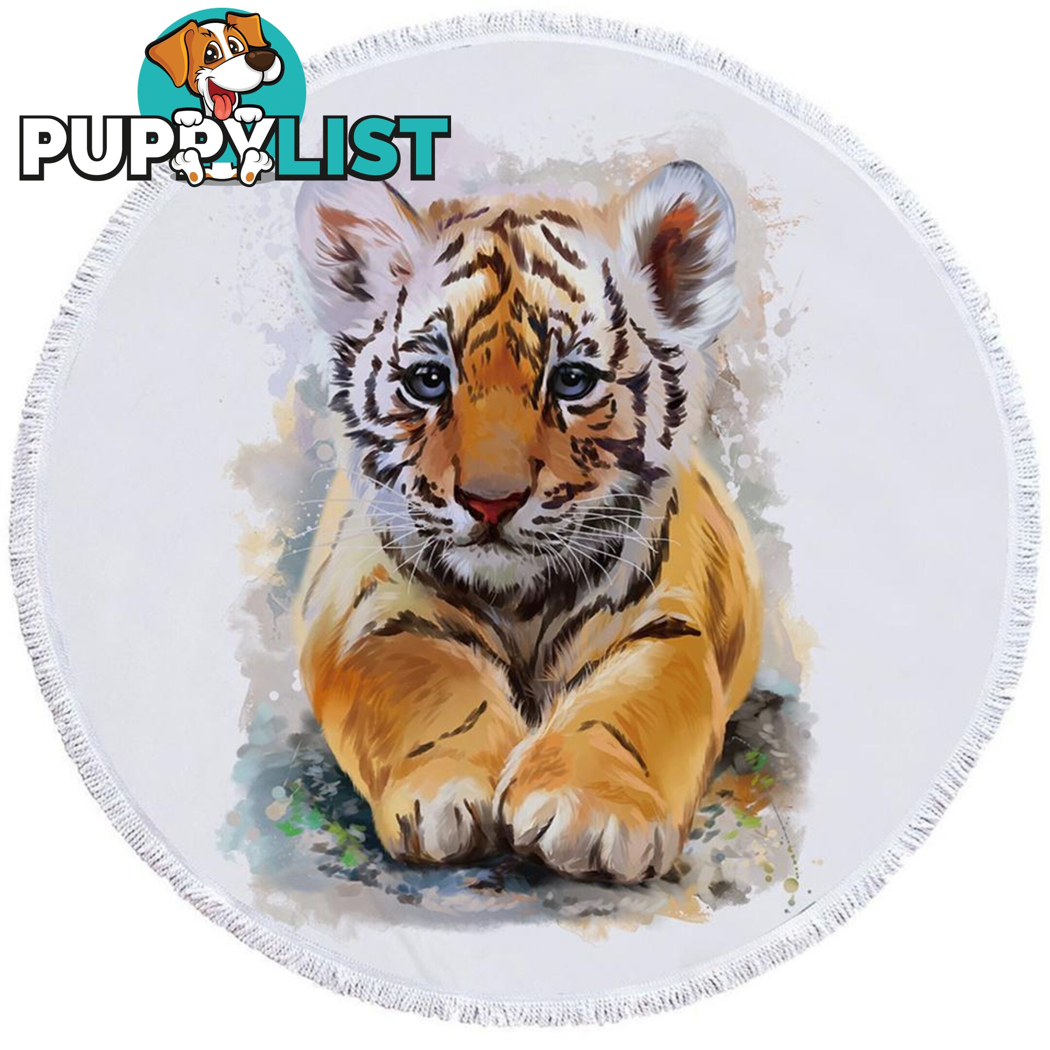 Painted Tiger Puppy Beach Towel - Towel - 7427046306706