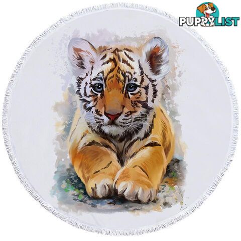 Painted Tiger Puppy Beach Towel - Towel - 7427046306706