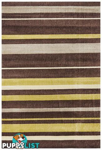 City Stylish Stripe Brown Green Rug - Unbranded - 787976580070