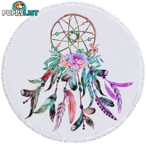 Multi Colored Feathers Dream Catcher Beach Towel - Towel - 7427046314299