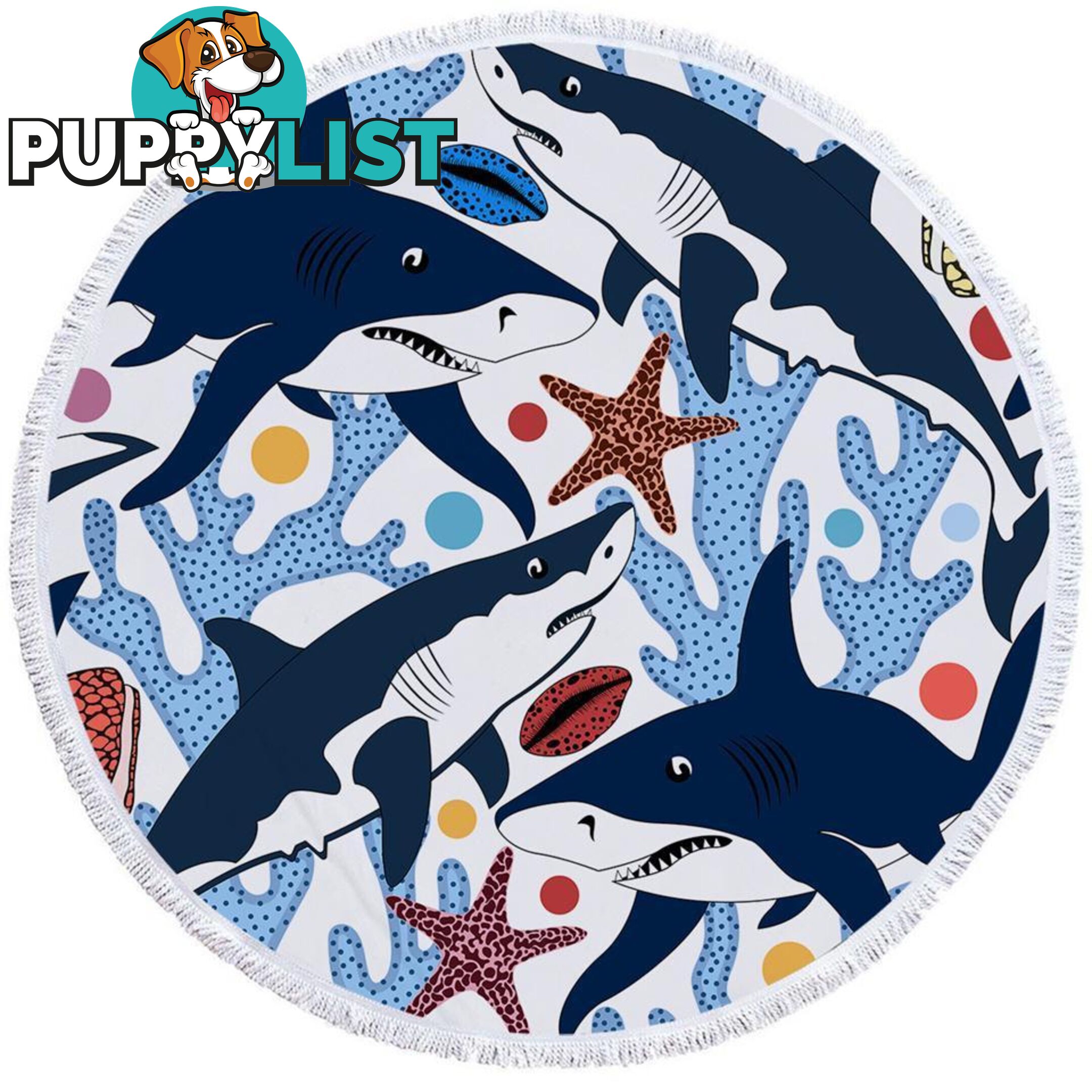 Coral and Sharks Beach Towel - Towel - 7427046304672