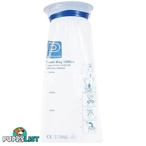 Vomit Bags 1.5L Disposable Twist Seal - Unbranded - 9352827008525