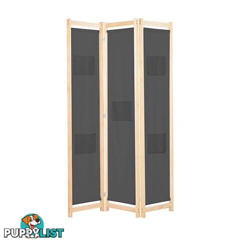 3 Panel Room Divider Grey 120X170X4 Cm Fabric - Unbranded - 787976575953