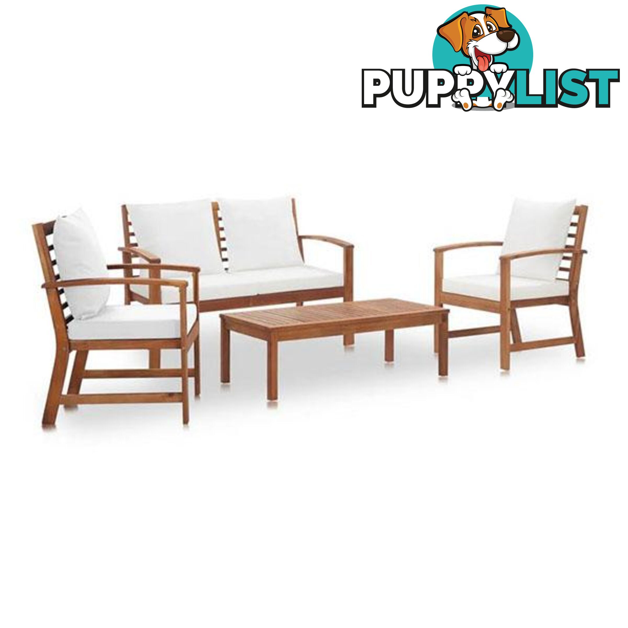 4 Piece Garden Lounge Set With Cushions Solid Acacia Wood Oil Finish - Unbranded - 8719883762371