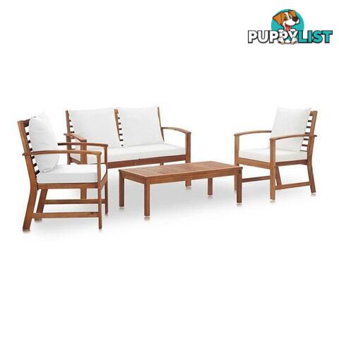 4 Piece Garden Lounge Set With Cushions Solid Acacia Wood Oil Finish - Unbranded - 8719883762371