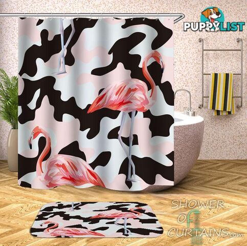 Camouflaged Flamingos Shower Curtain - Curtain - 7427046236768