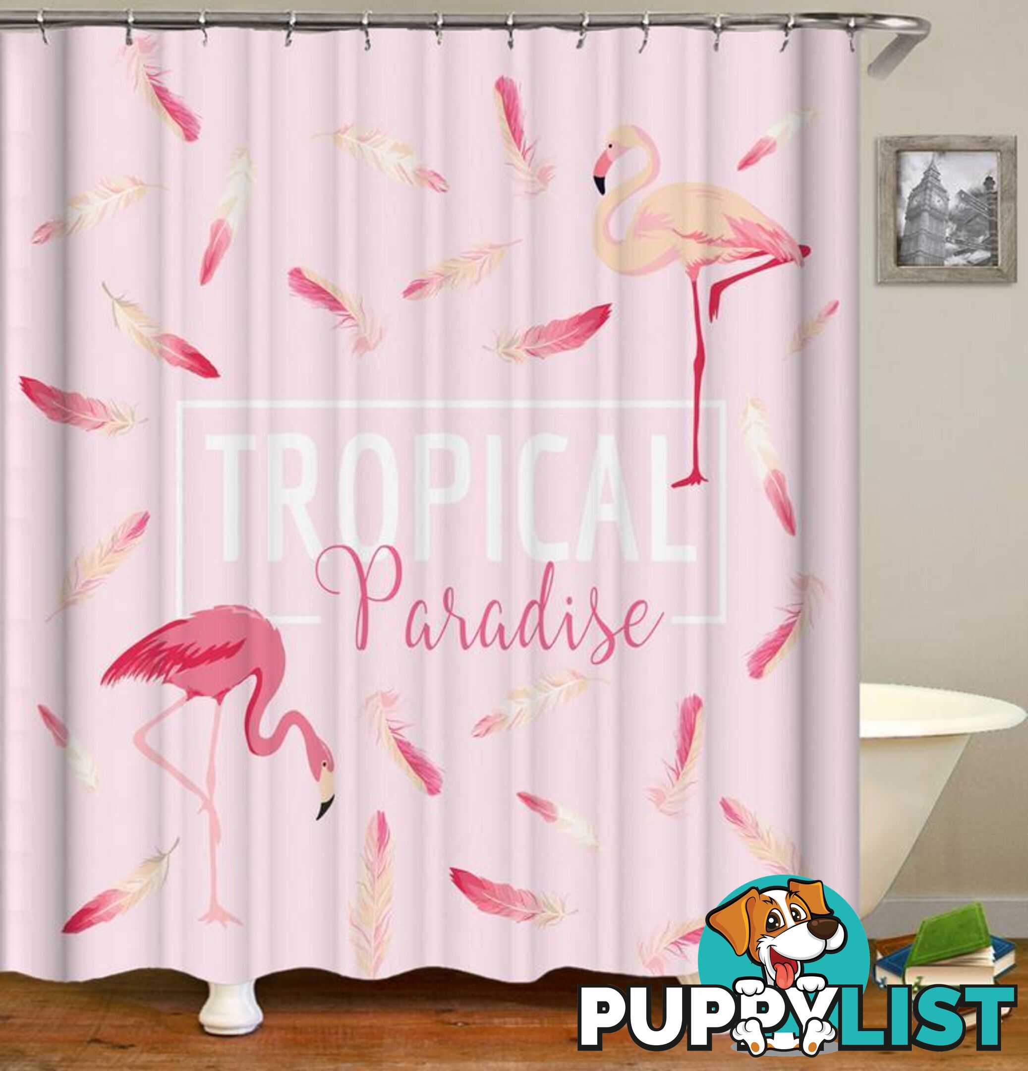 Pink Tropical Paradise Flamingo Shower Curtain - Curtain - 7427046013109