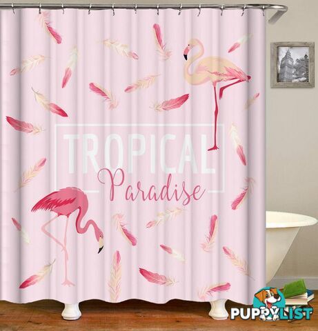 Pink Tropical Paradise Flamingo Shower Curtain - Curtain - 7427046013109