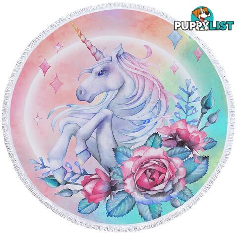 Roses and Unicorn Beach Towel - Towel - 7427046312653