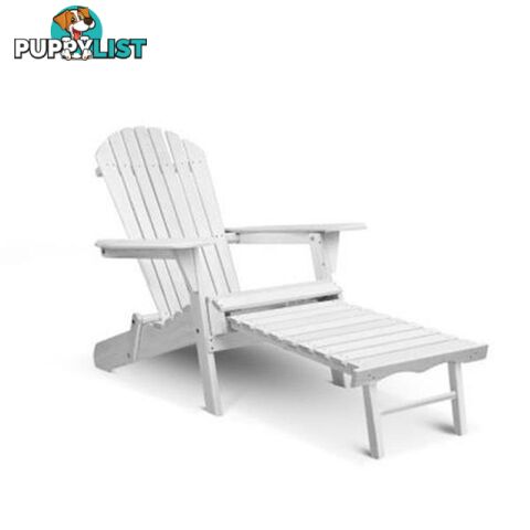 Gardeon Adirondack Chair With Ottoman White - Gardeon - 9350062158784