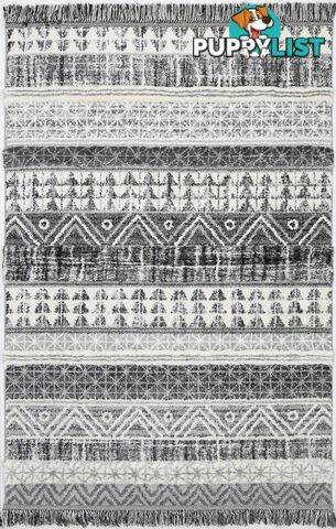 Mono Tribal Lines Cream Anthracite Rug - Unbranded - 7427046201803