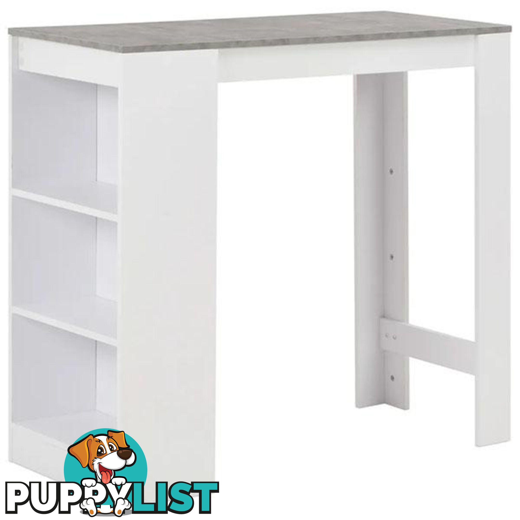 White Bar Table with Concrete Top and Shelves - Unbranded - 9476062107963