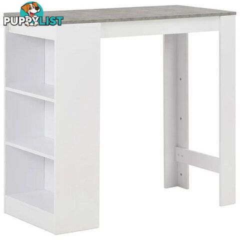 White Bar Table with Concrete Top and Shelves - Unbranded - 9476062107963