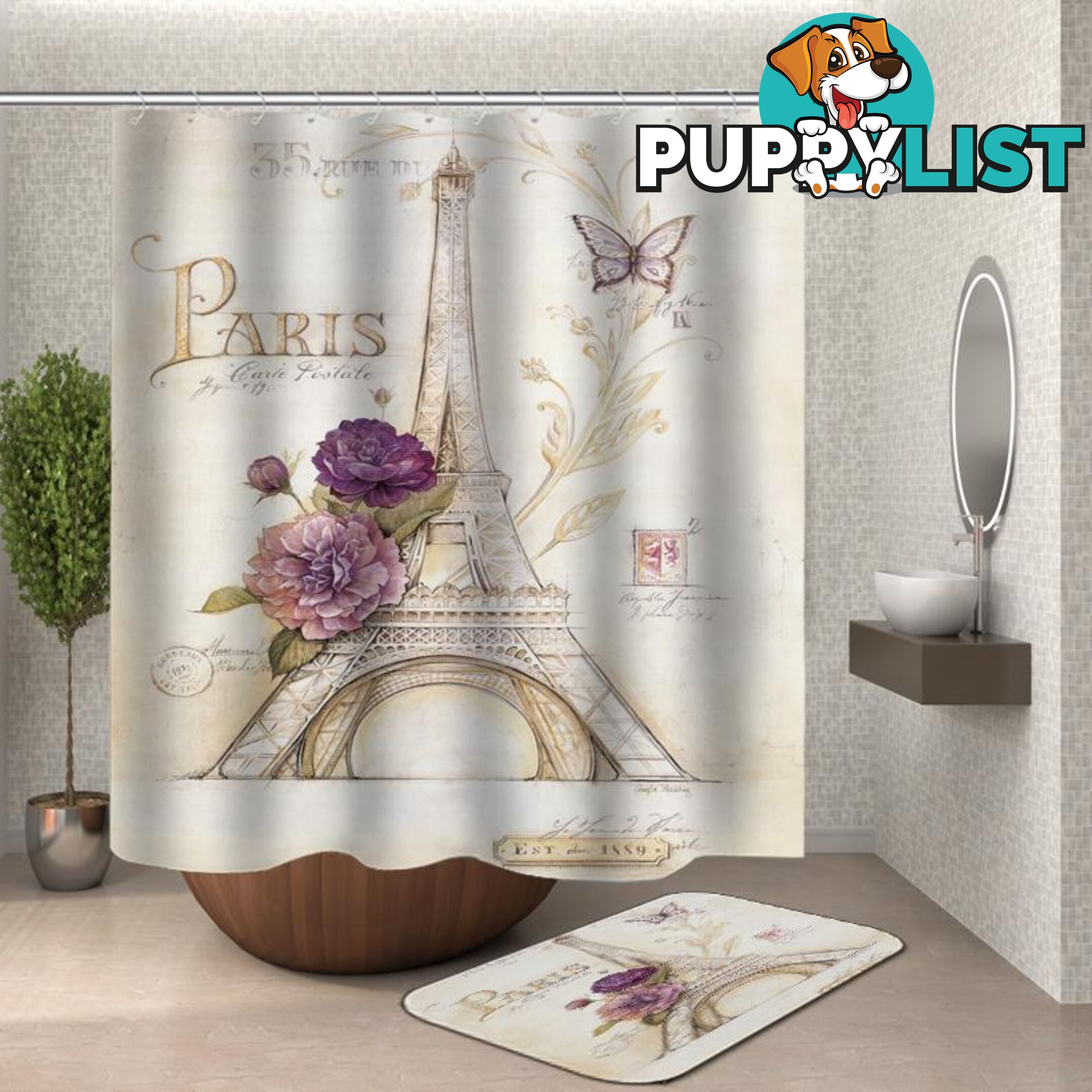 Shower Curtain of Paris Postcard Shower Curtain - Curtain - 7427046114110