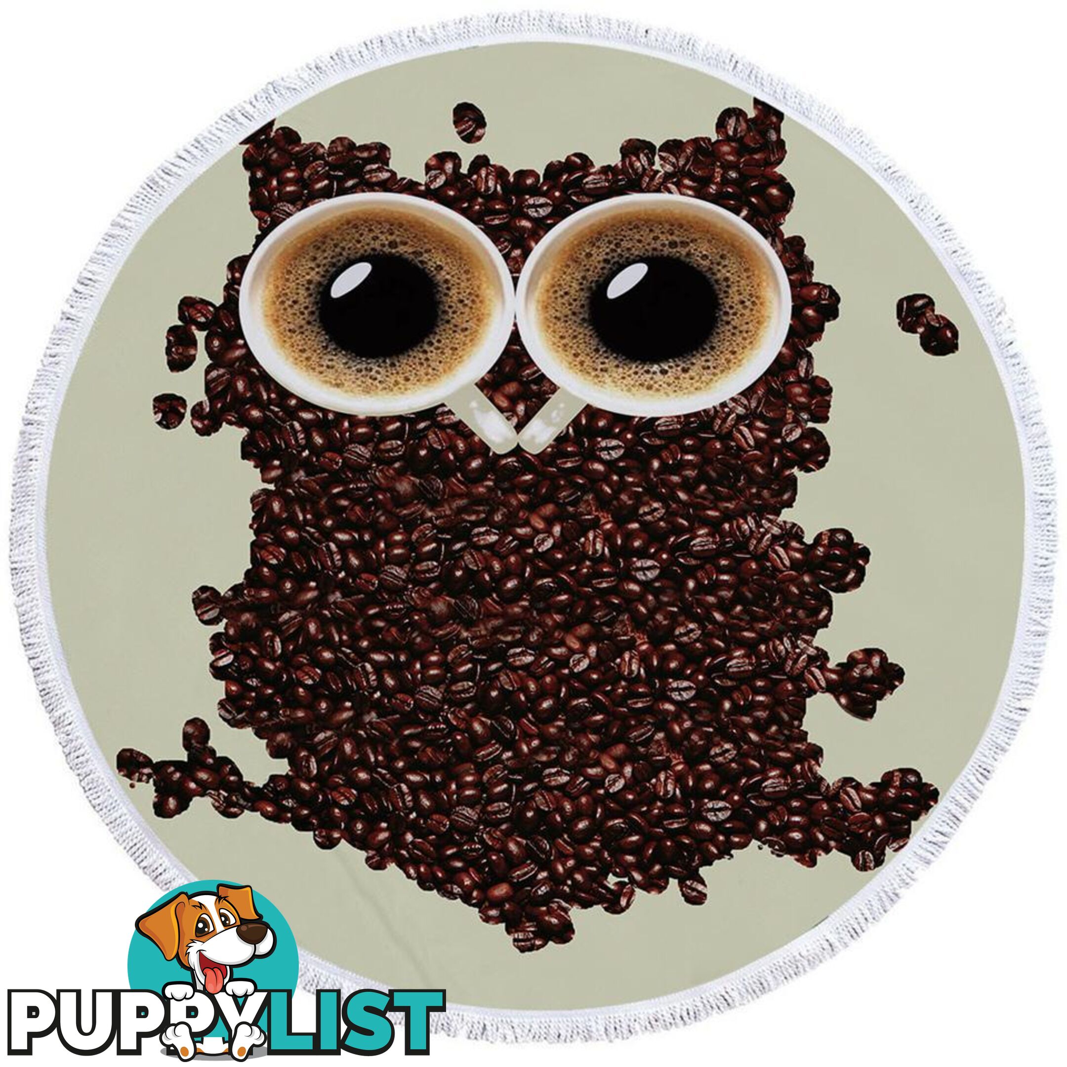 Cool Coffee Beans Owl Beach Towel - Towel - 7427046327862