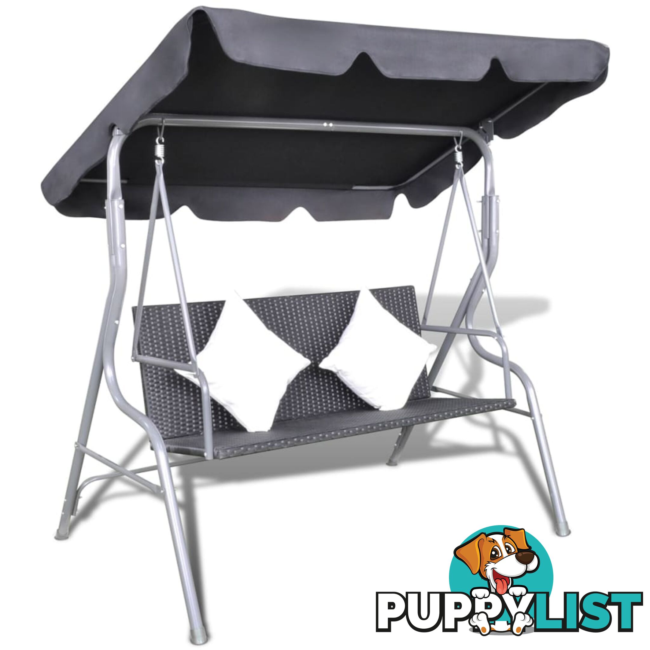 Outdoor Hanging Rattan Swing Chair With Canopy Black - Unbranded - 9476062036355