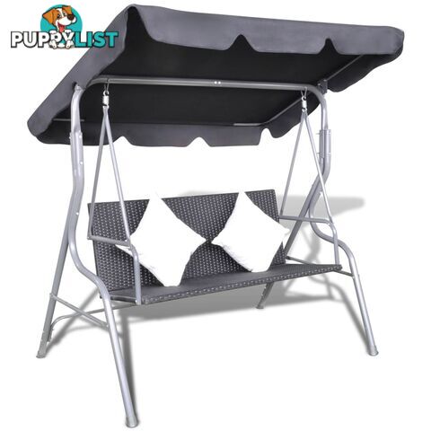Outdoor Hanging Rattan Swing Chair With Canopy Black - Unbranded - 9476062036355