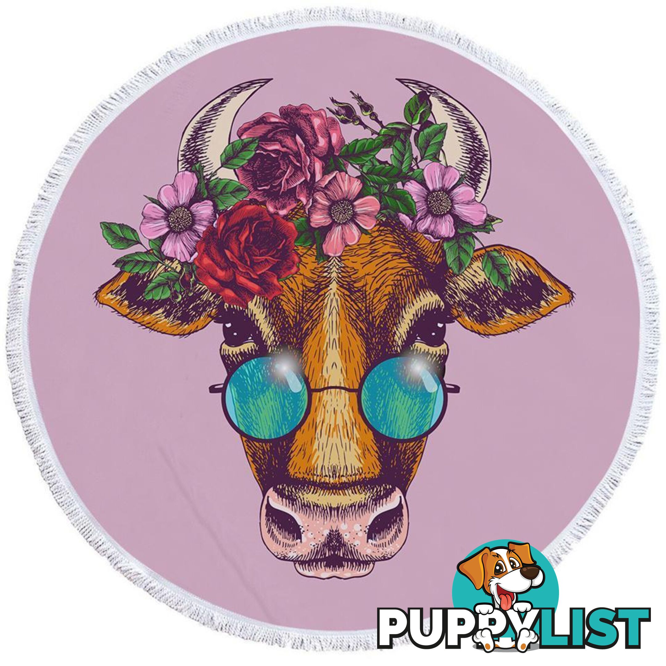 Hipster Cow Beach Towel - Towel - 7427046310918