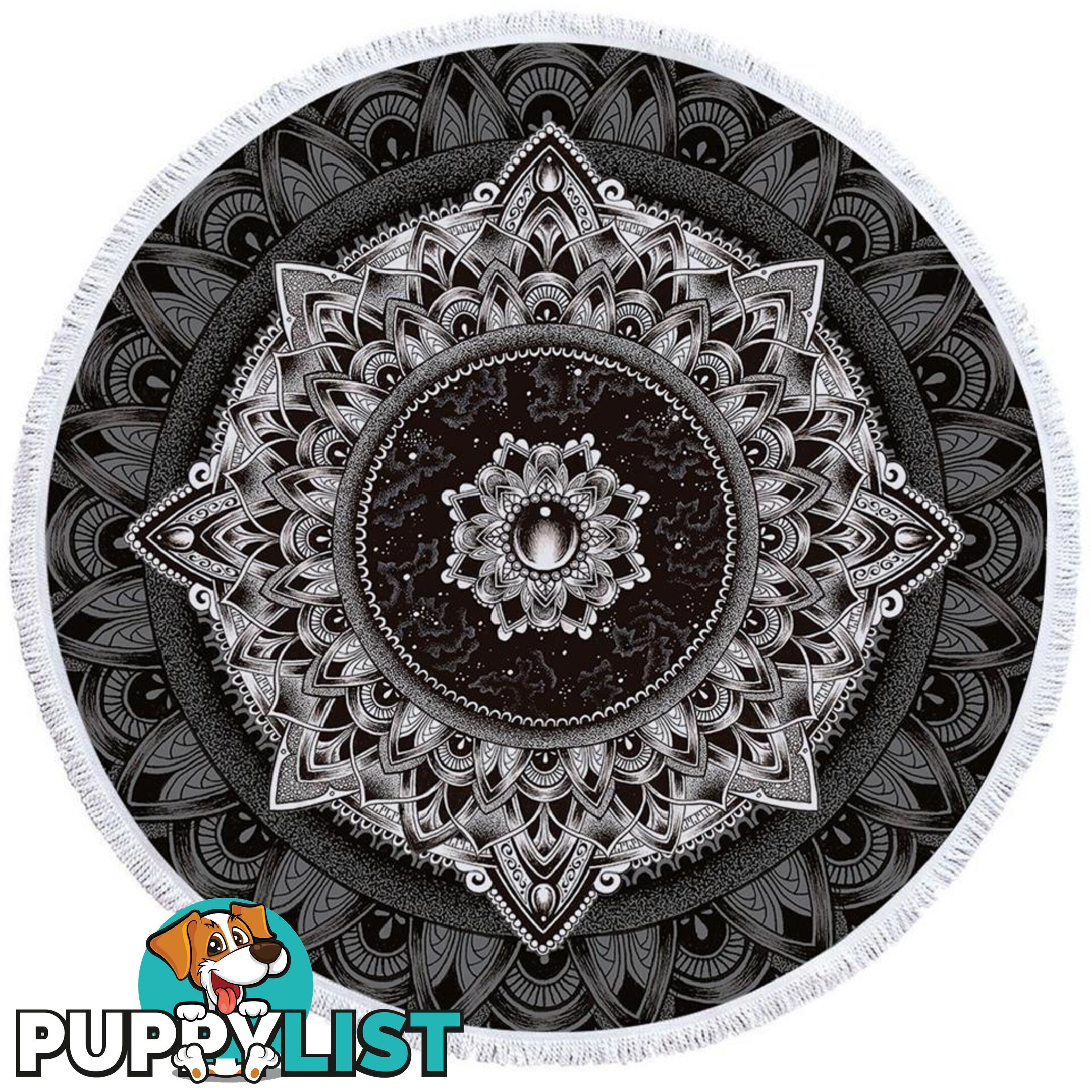 Black and White Mandala Beach Towel - Towel - 7427046324793