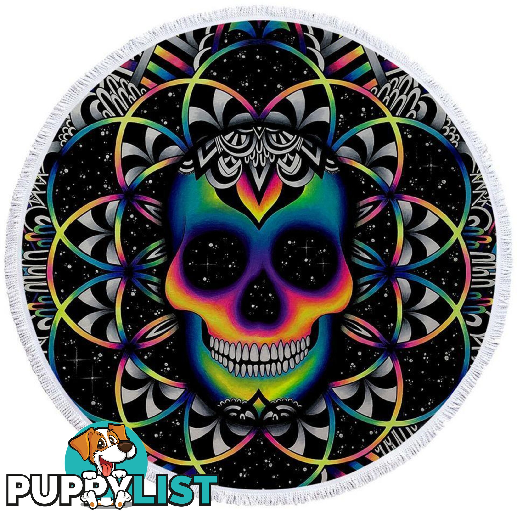 Happy Colorful Skull Beach Towel - Towel - 7427046312219