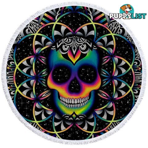 Happy Colorful Skull Beach Towel - Towel - 7427046312219