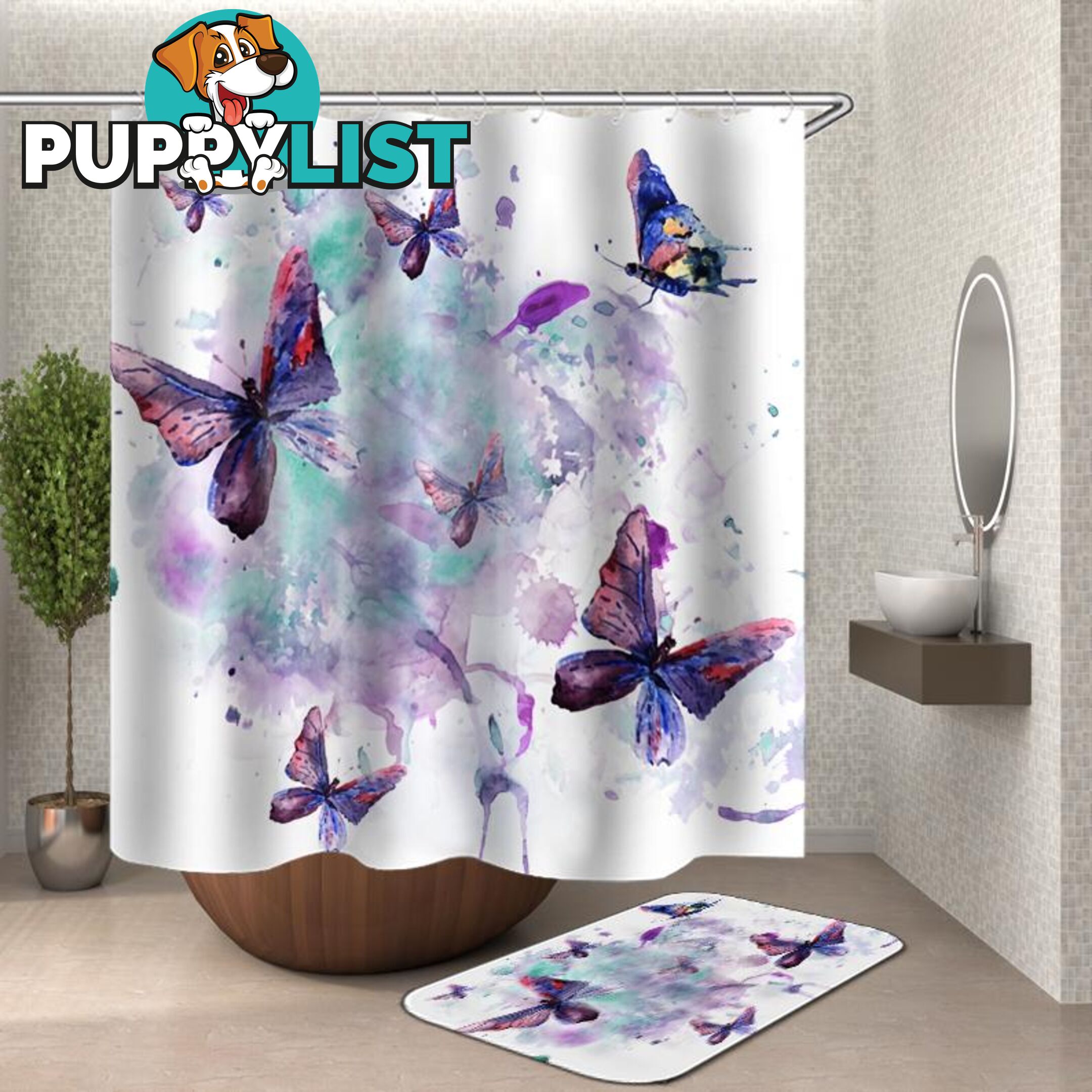 Watercolor Painting Butterflies Shower Curtain - Curtain - 7427046122313