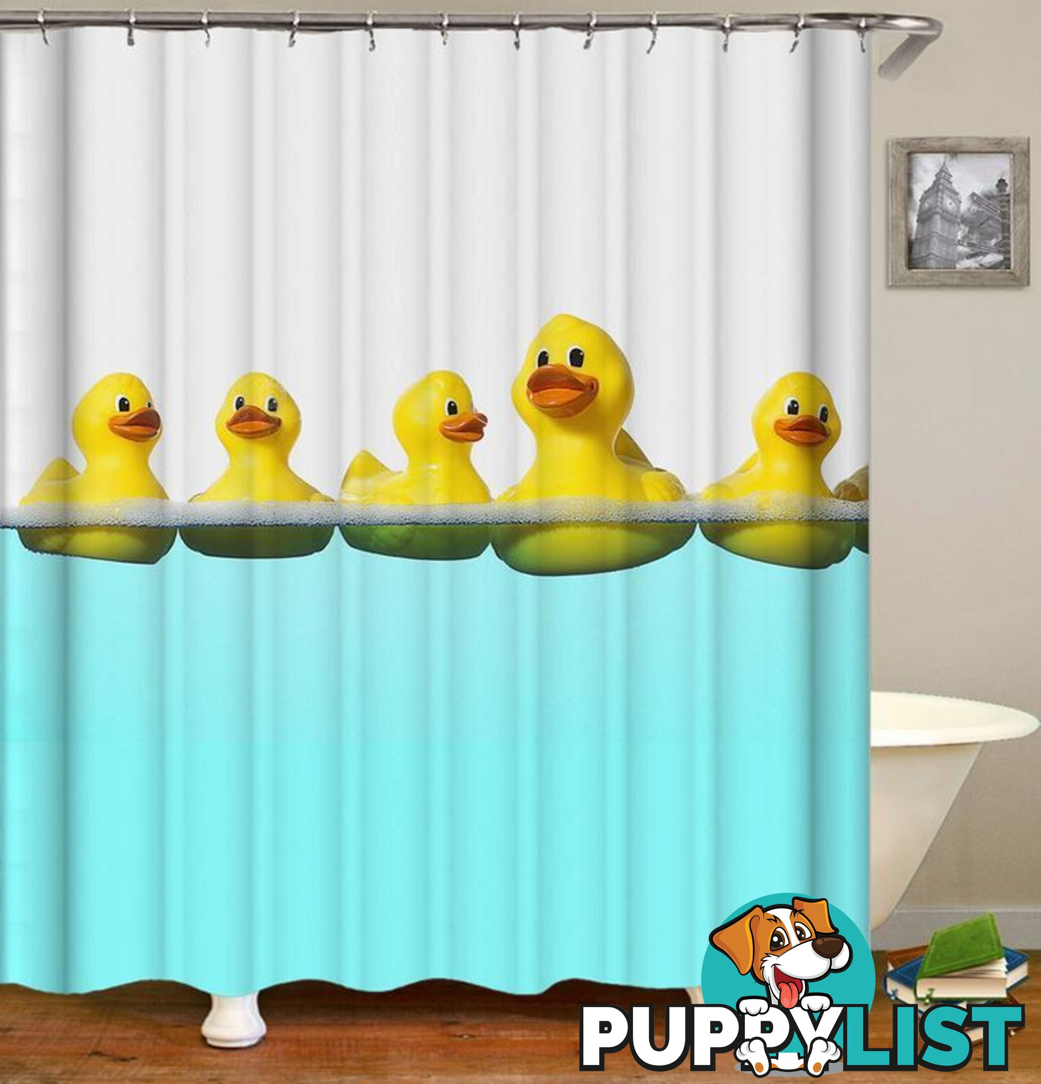 Swimming Rubber Duck Shower Curtain - Curtain - 7427045990142