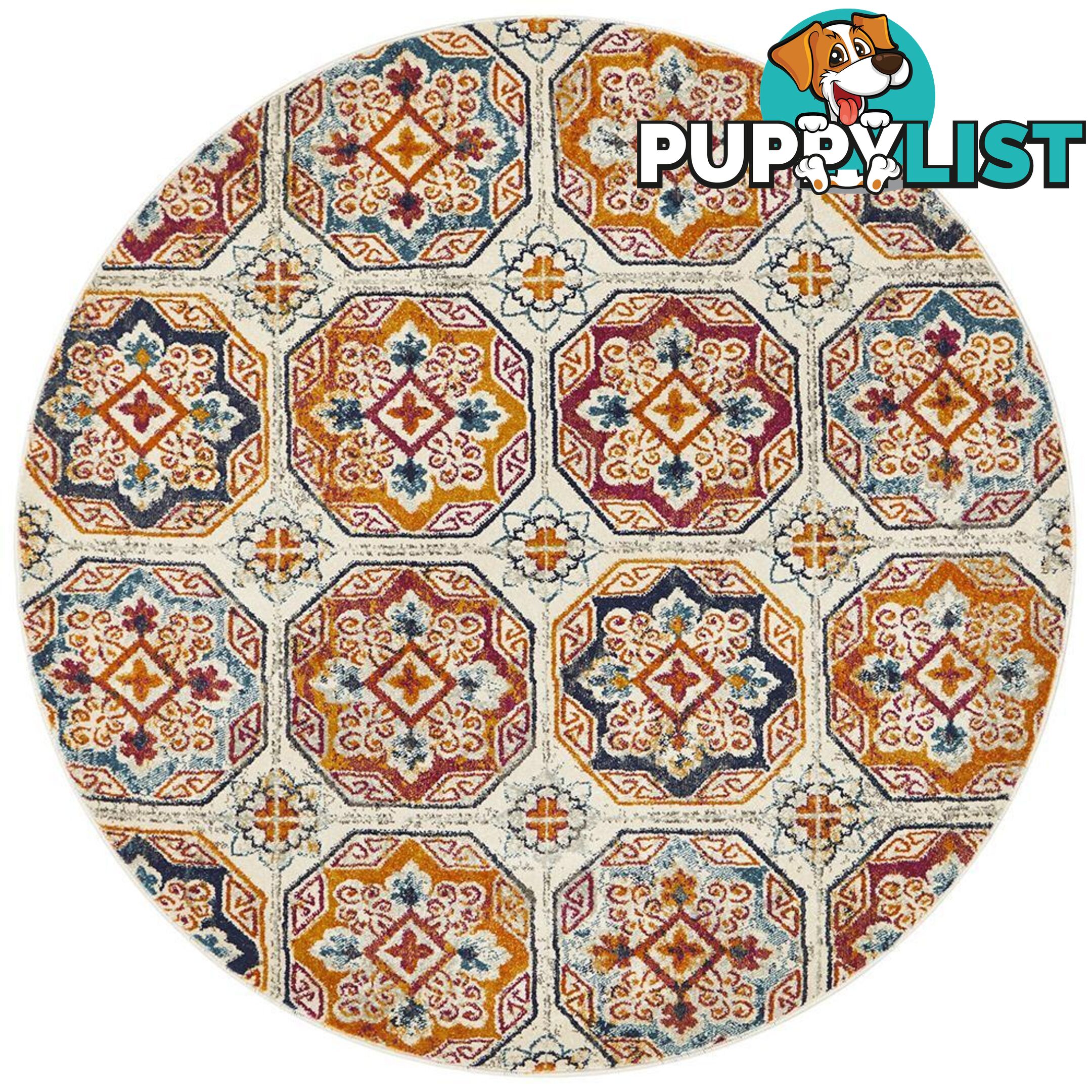 Babylon Round Hindi Yellow Rug - Unbranded - 9375321874694