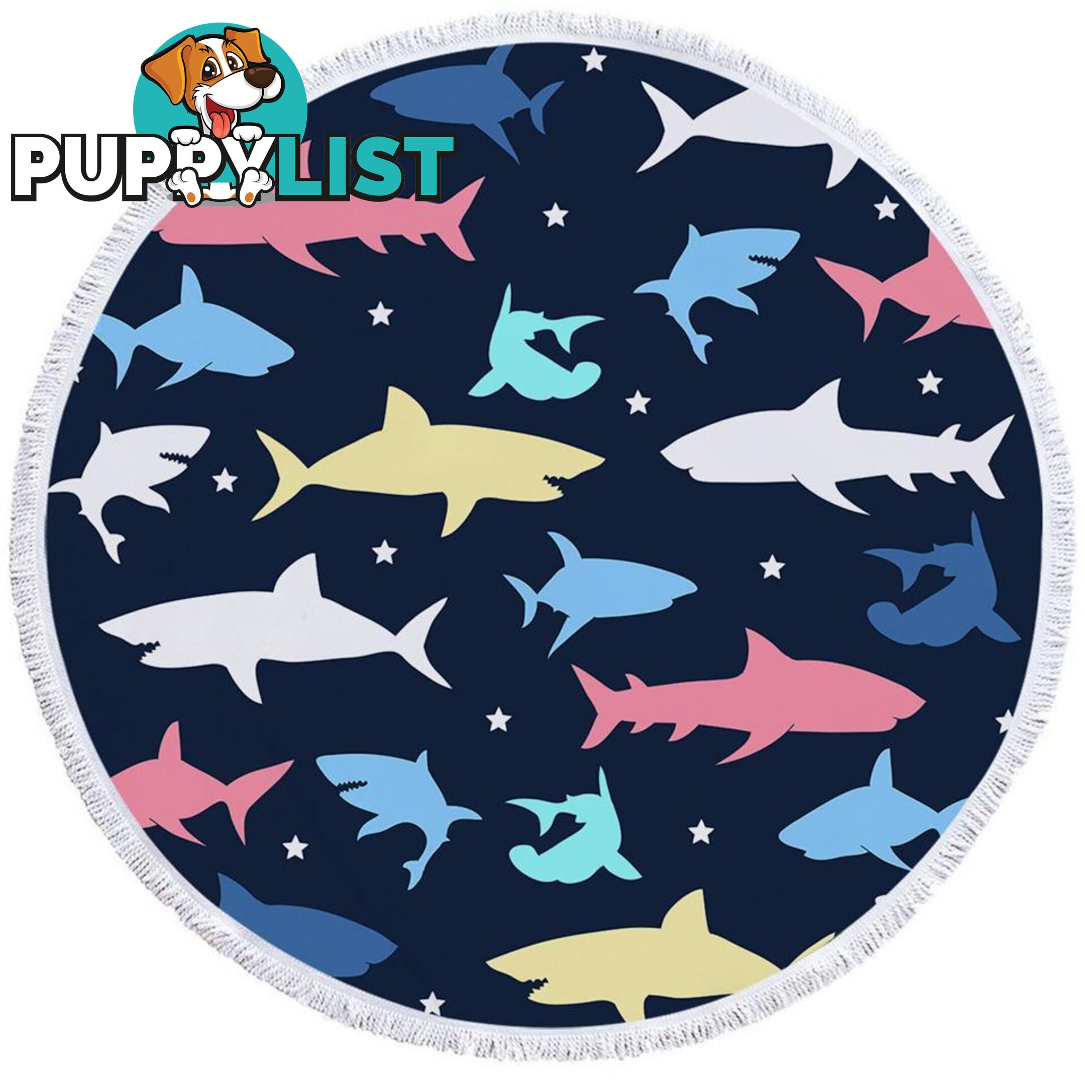 Multi Colored Sharks Beach Towel - Towel - 7427046304702