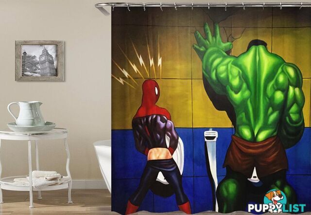 Spiderman And The Hulk Taking A Piss Shower Curtain - Curtain - 7427046011730