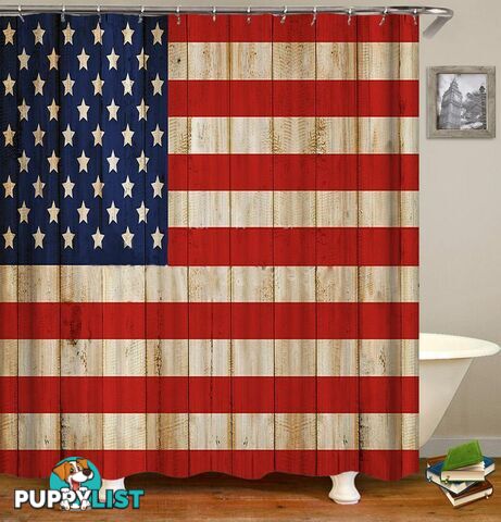 Rustic American Flag Shower Curtain - Curtain - 7427045914209