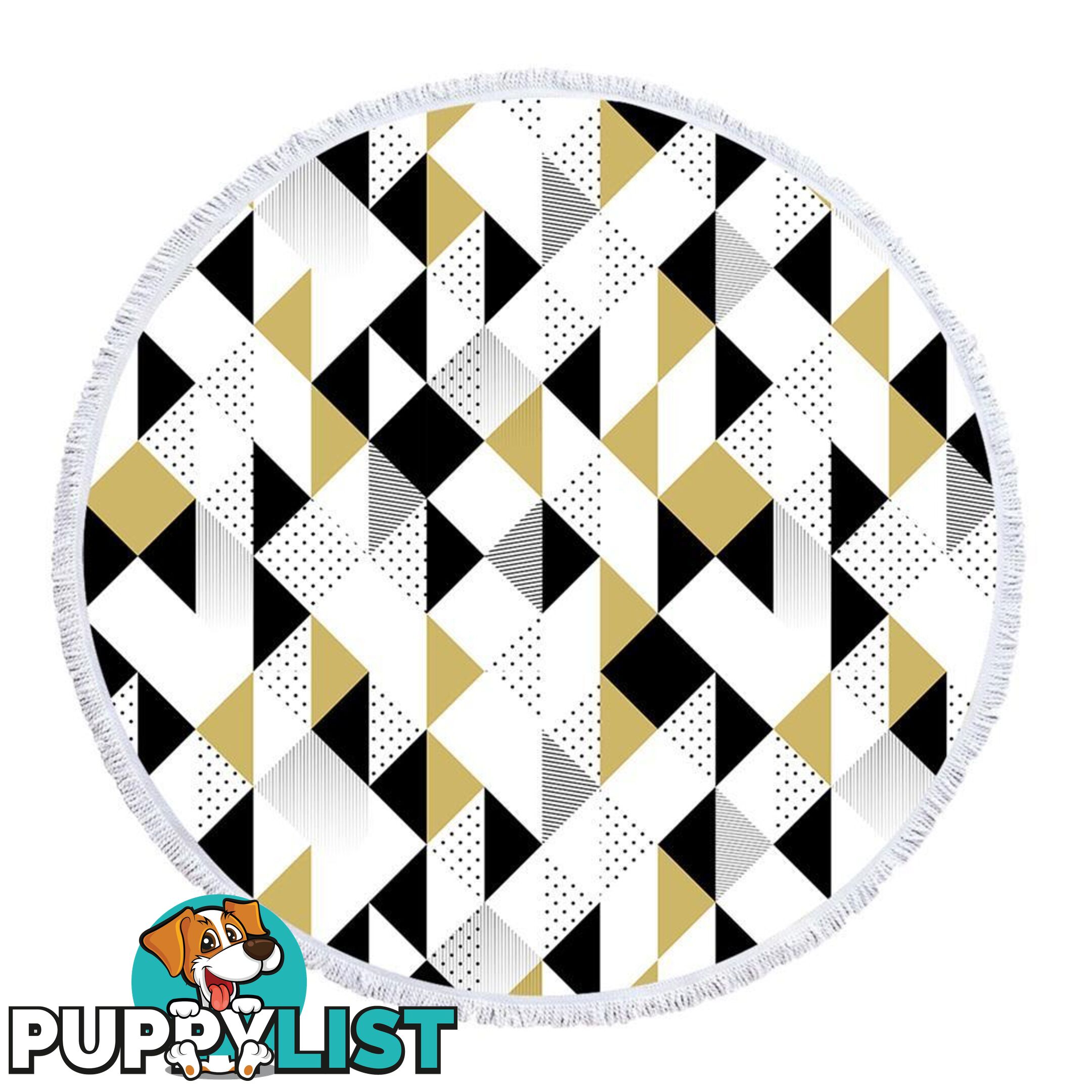 Gold and Black Geometric Triangles Beach Towel - Towel - 7427046341486