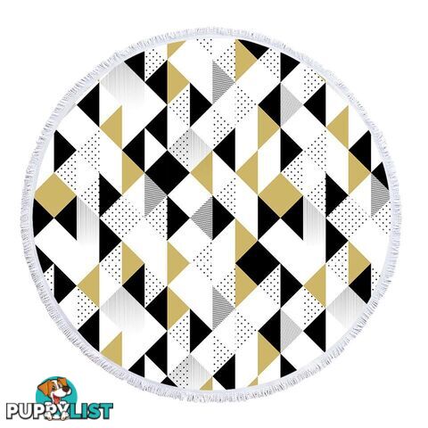 Gold and Black Geometric Triangles Beach Towel - Towel - 7427046341486