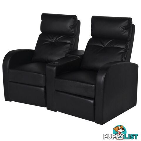 2-Seat Artificial Leather Recliner - Black - Unbranded - 4326500433701