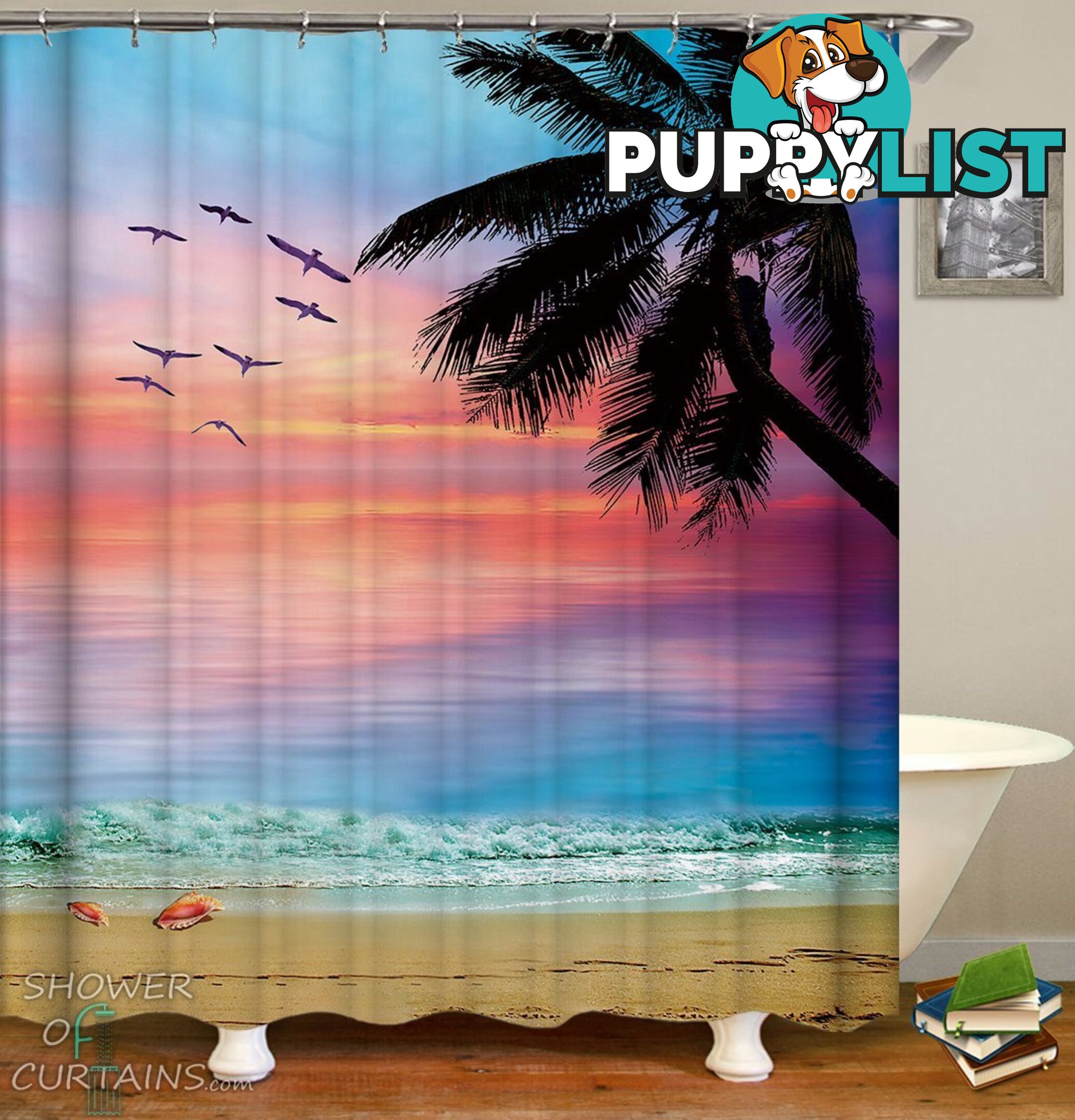 Colorful Sky Beach Shower Curtain - Curtain - 7427046232388